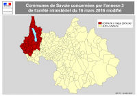 Carte des communes IAHP en Savoie